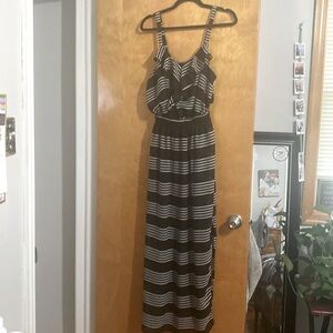 Faded glory black and off white/cream striped maxi dress